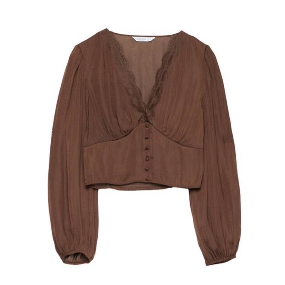 Stradivarius satin v-neck blouse